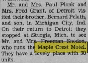 Maple Crest Motel - 1954 Mention Of Owners (newer photo)
